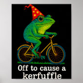 Off To Cause A Kerfuffle Funny Frog Wizard Bicycle ポスター (正面)