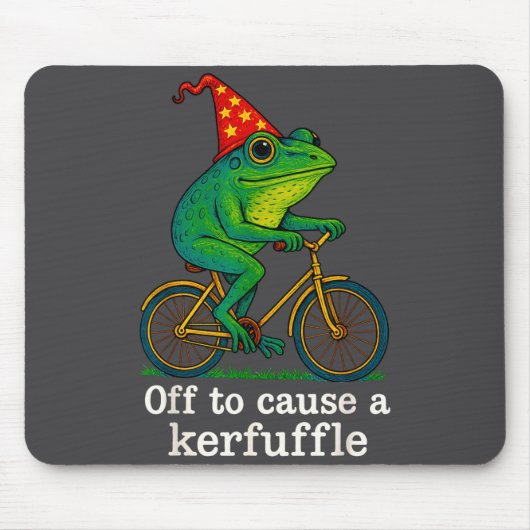 Off To Cause A Kerfuffle Funny Frog Wizard Bicycle マウスパッド (正面)