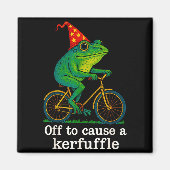 Off To Cause A Kerfuffle Funny Frog Wizard Bicycle マグネット (正面)
