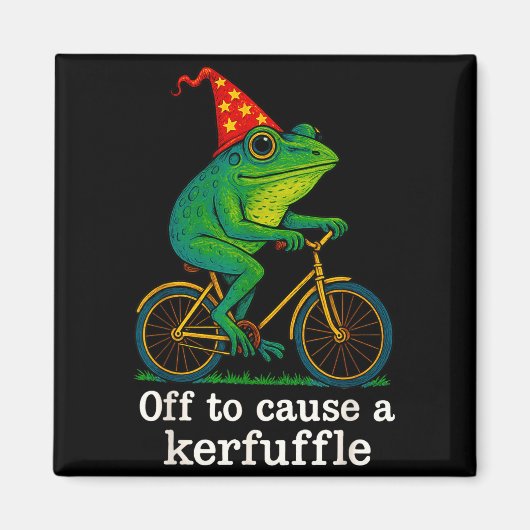 Off To Cause A Kerfuffle Funny Frog Wizard Bicycle マグネット (正面)
