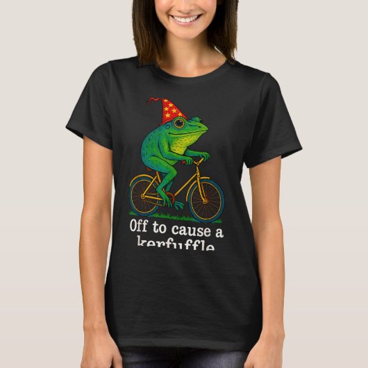 Off To Cause A Kerfuffle Funny Frog Wizard Bicycle Tシャツ (正面)