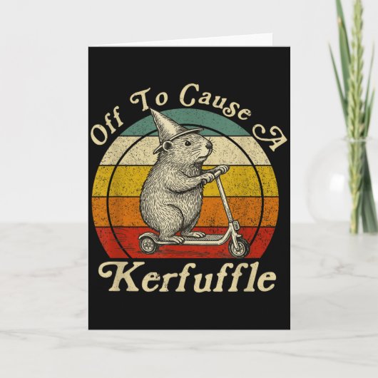 Off To Cause A Kerfuffle Funny Groundhog Riding Sc カード (正面)
