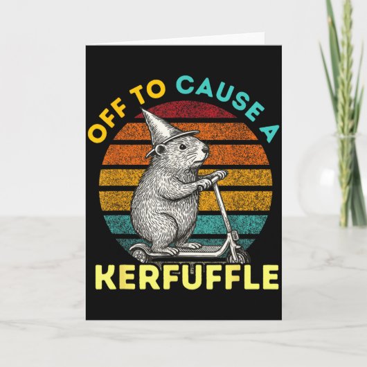 Off To Cause A Kerfuffle Funny Groundhog Riding Sc カード (正面)