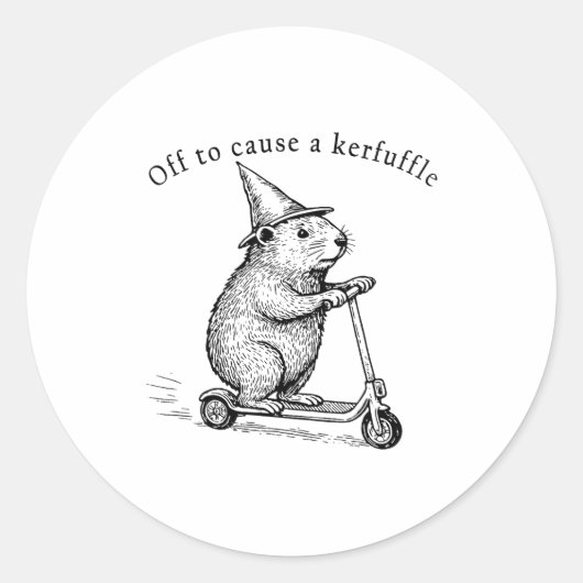 Off To Cause A Kerfuffle, Funny Groundhog Scooter  ラウンドシール (正面)