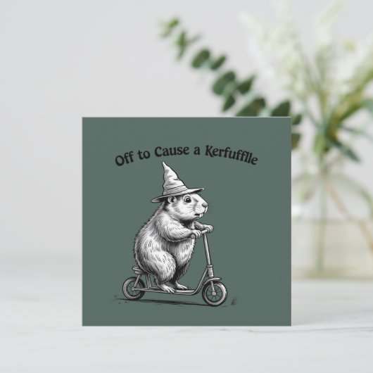 Off To Cause A Kerfuffle Funny Groundhog Scooter  招待状 (スタンド正面)