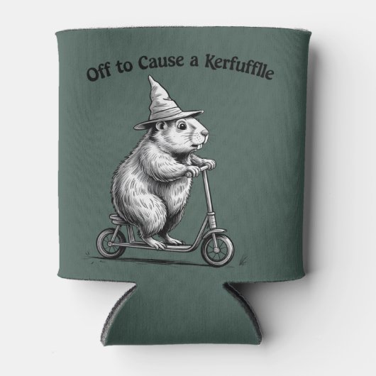 Off To Cause A Kerfuffle Funny Groundhog Scooter  缶クーラー (正面)