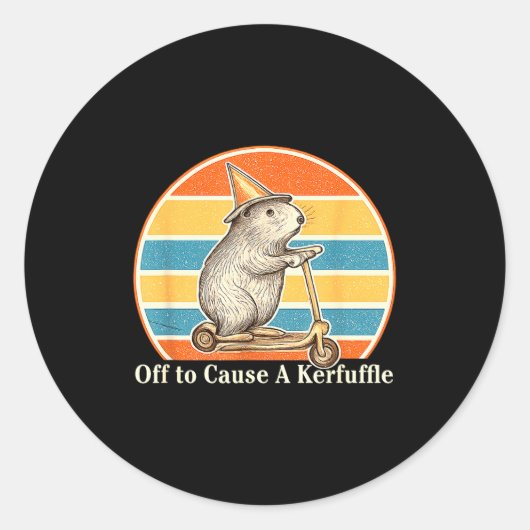 Off To Cause A Kerfuffle Funny Groundhog Scooter C ラウンドシール (正面)