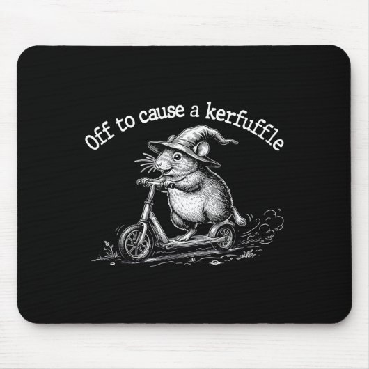 Off To Cause A Kerfuffle Funny Groundhog Scooter M マウスパッド (正面)