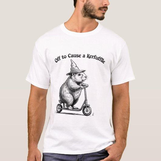 Off To Cause A Kerfuffle Funny Groundhog Scooter  Tシャツ (正面)