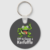 Off To Cause A Kerfuffle Funny Meme Frog Mischief  キーホルダー (正面)