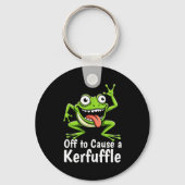 Off To Cause A Kerfuffle Funny Meme Frog Mischief  キーホルダー (正面)