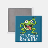 Off To Cause A Kerfuffle Funny Meme Frog Mischief  マグネット (正面/裏面)