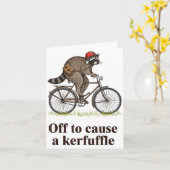 Off To Cause A Kerfuffle Funny Raccoon Meme Boys M カード (黄色い花)