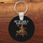 Off To Cause A Kerfuffle Funny Whimsical Frog Wiza キーホルダー (正面)