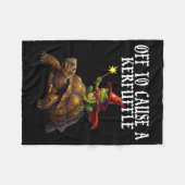 Off To Cause A Kerfuffle Funny Whimsical Frog Wiza フリースブランケット (正面(横))