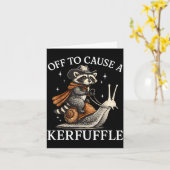 Off to cause a kerfuffle raccoon riding snail funn カード (黄色い花)