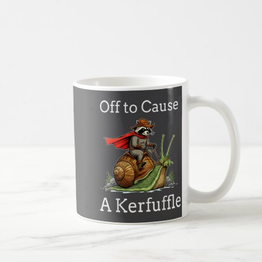 Off To Cause A Kerfuffle Raccoon Whimsical Wizard  コーヒーマグカップ (右)