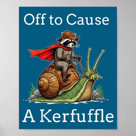 Off To Cause A Kerfuffle Raccoon Whimsical Wizard  ポスター (正面)