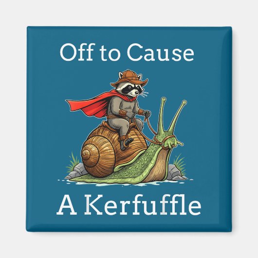 Off To Cause A Kerfuffle Raccoon Whimsical Wizard  マグネット (正面)