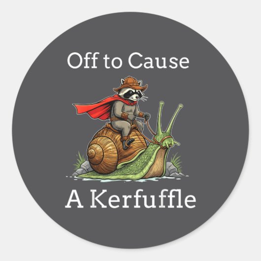 Off To Cause A Kerfuffle Raccoon Whimsical Wizard  ラウンドシール (正面)