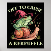 Off To Cause A Kerfuffle Whimsical Wizard Frog Mem ポスター (正面)