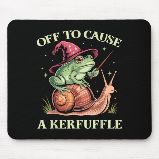 Off To Cause A Kerfuffle Whimsical Wizard Frog Mem マウスパッド (正面)