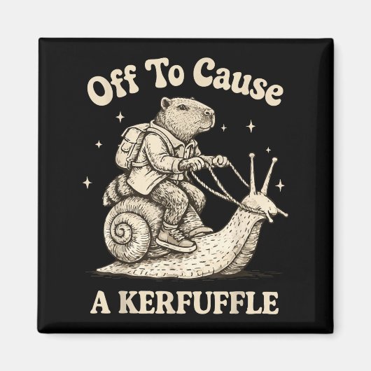 Off to cause a kerfuffle wizard whimsical capybara マグネット (正面)