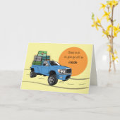 Off to Collegeカスタマイズ可能な名前ブルーピックアップ カード (黄色い花)