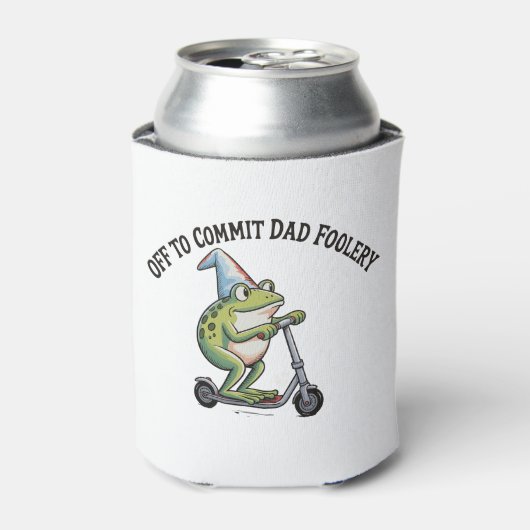 Off To Commit Dad Foolery Frog Father’s Day Grandp 缶クーラー (缶正面)