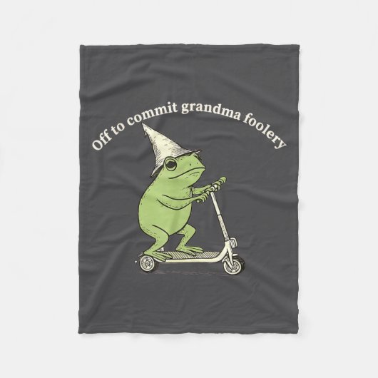 Off To Commit Grandma Foolery Funny Frog Meme  フリースブランケット (正面)