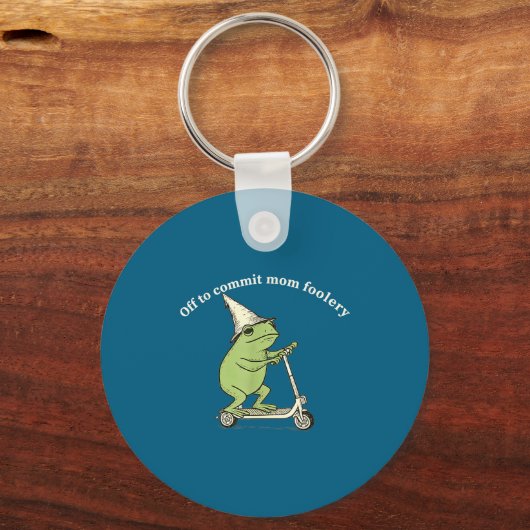 Off To Commit Mom Foolery Funny Frog Meme キーホルダー (正面)