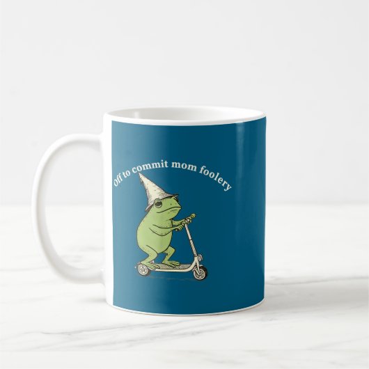 Off To Commit Mom Foolery Funny Frog Meme  コーヒーマグカップ (左)