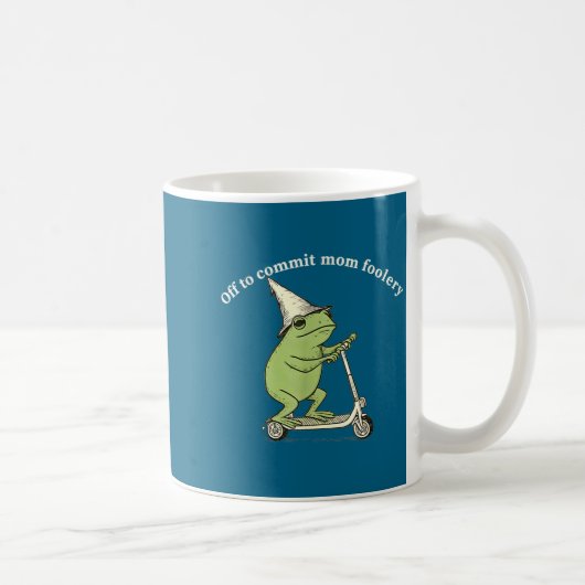 Off To Commit Mom Foolery Funny Frog Meme  コーヒーマグカップ (右)