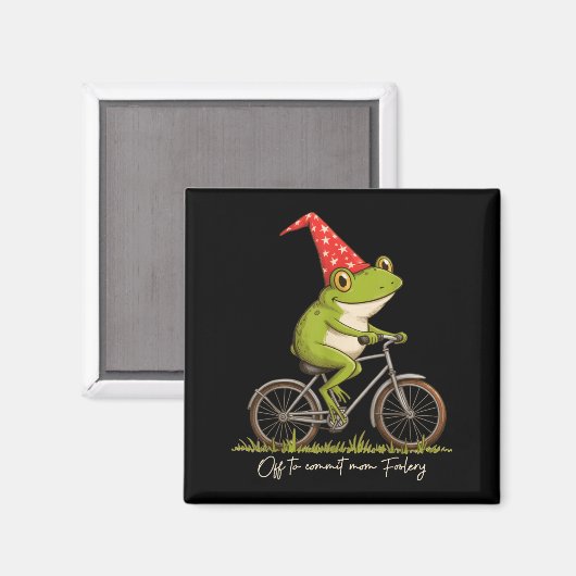 Off To Commit Mom Foolery Funny Frog Meme  マグネット (正面/裏面)