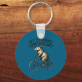 Off to commit tomfoolery capybara vintage meme  キーホルダー (正面)