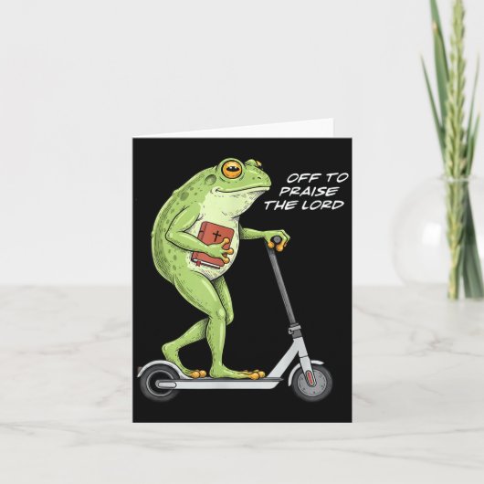 Off To Praise D Lord Funny Frog Christian Meme  カード (正面)