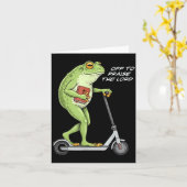 Off To Praise D Lord Funny Frog Christian Meme  カード (黄色い花)