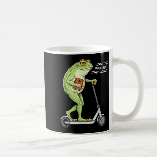 Off To Praise D Lord Funny Frog Christian Meme コーヒーマグカップ (右)