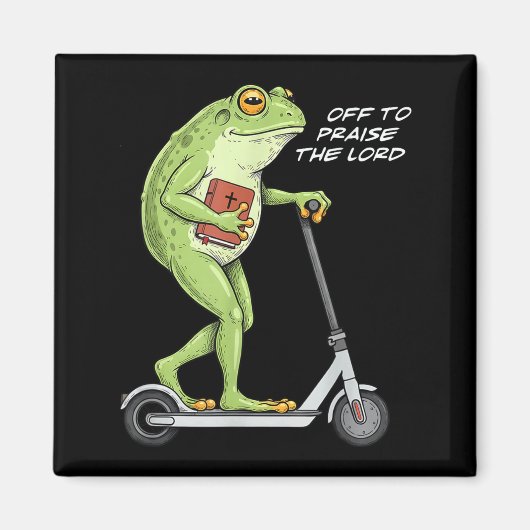 Off To Praise D Lord Funny Frog Christian Meme  マグネット (正面)
