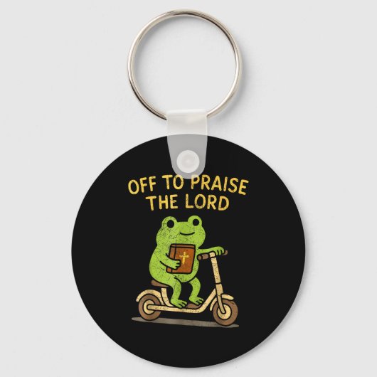 Off To Praise The Lord Frog Christian  キーホルダー (正面)