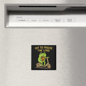 Off To Praise The Lord Frog Christian マグネット (インサイチュ (食洗機))