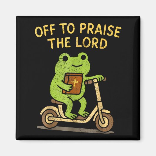 Off To Praise The Lord Frog Christian マグネット (正面)