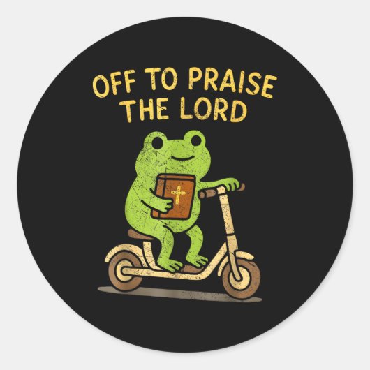 Off To Praise The Lord Frog Christian ラウンドシール (正面)