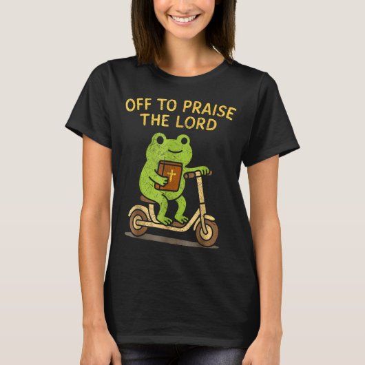 Off To Praise The Lord Frog Christian Tシャツ (正面)