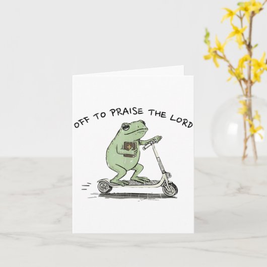 Off To Praise The Lord, Funny Christian  カード (黄色い花)