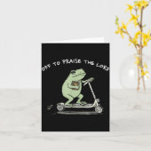Off To Praise The Lord Funny Christian Meme Frog H カード (黄色い花)