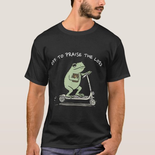 Off To Praise The Lord Funny Christian Meme Frog H Tシャツ (正面)