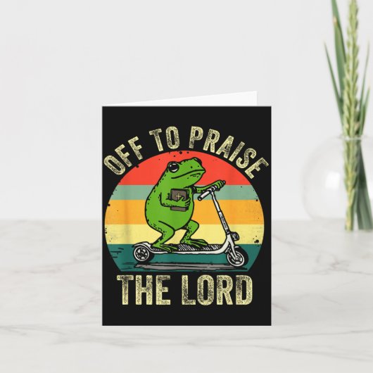 Off To Praise The Lord Funny Frog Bible Study Jesu カード (正面)
