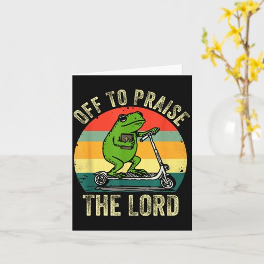 Off To Praise The Lord Funny Frog Bible Study Jesu カード (黄色い花)