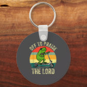 Off To Praise The Lord Funny Frog Bible Study Jesu キーホルダー (正面)
